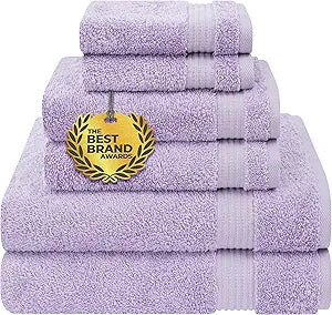 Cotton Paradise 6 Piece Towel Set, 100% Cotton Soft Absorbent Turkish Towels for Bathroom, 2 Bath Towels 2 Hand Towels 2 Washcloths, Lilac Towel Set