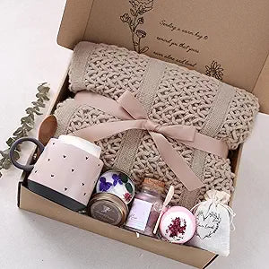 Get Well Soon Gift Baskets for Women -Brithday Gift,Self Care Package ,After Surgery recovery, Sympathy /Thinking of you gift,Condolence/ Grief /Farewell /Bereavement Gifts for Women(Champagne pink)