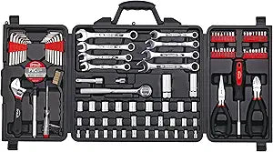 Apollo Tools 101 Piece Mechanic Tool Set for Roadside Emergencies. SAE and Metric for Mechanical Repairs for Boating, RV, Bikes, in Compact Carrying Case - Red - DT0006