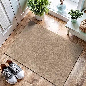 CAMILSON Easy Jute Rug 2x3, Indoor Outdoor Natural Color Fiber Area Rugs for Bathroom and Kitchen Rug, Herringbone Seagrass Boho Woven Design, Easy-Cleaning, Washable Outside Carpet Alfombras (2 x 3)