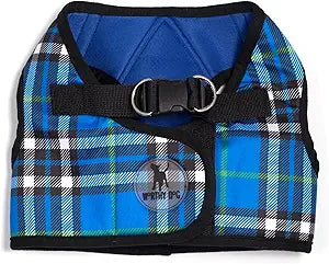 THE WORTHY DOG Step-in Dog Harness for Large Dogs, Comfortable Mesh, Reflective, Strong Hook and Loop Closure, Quick Release Buckle, Plaid Pattern, Blue, Large