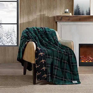 Eddie Bauer - Throw Blanket, Ultra-Soft Plush & Reversible Bedding, Throw Blanket for Couch & Bed (Capitol Hill Plaid Green, 60" x 70")
