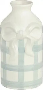 Mud Pie Medium Ceramic Gingham Bud Vase