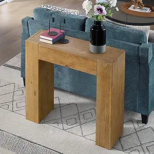 Alaterre Furniture Stockyard Solid Wood Console Table - 36 Inch Modern Farmhouse Small Entryway Table - Easy Assembly Living Room Furniture for Behind The Couch, Entryway, or Hallway (Oak)