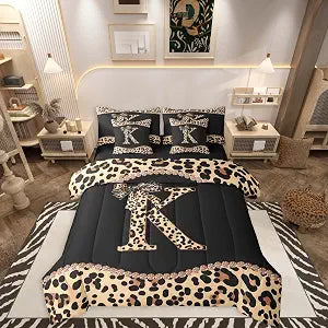 African Cheetah Bow Twin Comforter Set with Sheets for Woman Girls Adults