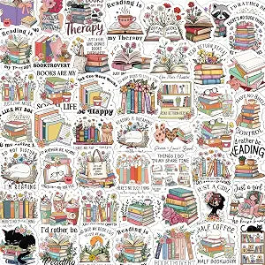 100 Pcs Book Lover Reading Stickers Vintage Bookish Sticker