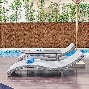 Brown 2 Pack 4FT X 16.4FT Reed Fencing Roll, Balcony Privacy Shade Reed Bamboo Fencing Garden Fence Border, Wind Block Sunshade Fence Screen for Outdoor Yard Patio Flower Bed Edge