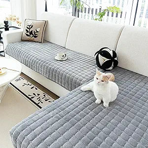 Velvet Sofa Cover(Dark Grey, 2PCS, 35.4"71"+35.4"82.6")