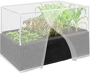 UNIFAMILY 4X2.6X1.3FT Fabric Raised Garden Bed Kit, Breathable Raised Garden Bed with Cover, Garden Beds Outdoor with Plant Protection Mesh Netting for Vegetable, Flower, Herbs and Strawberry