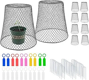 Anothera 10Pcs Chicken Wire Cloche Plant Covers, 9.29.2 Inches Plant Protectors from Animals, Metal Garden Plant Cages for Outdoor Plants, Keep Rabbits, Squirrels, Birds Out
