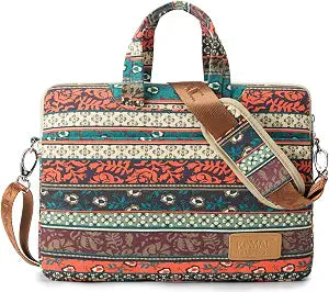 Kinmac New Bohemian 360 Protective Water-Resistant Canvas Laptop shoulder Messenger Sleeve Briefcase case Bag For MacBook Pro 16 inch,LG Gram 16 inch and 15 inch-15.6 inch Laptop
