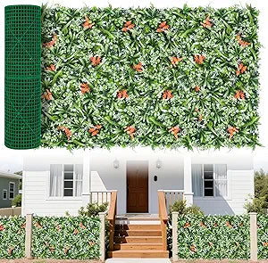Greenery Wall Roll Panels, 40"x120"(33.33 SQFT) UV Protected Fake Grass Backdrop Privacy Fence Screen, Artificial Hedges for Outdoors Indoors Green Decor