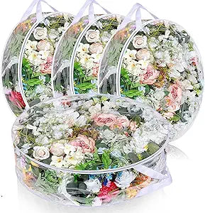 Remagr 4 Pieces 30 Inch Wreath Storage Bag Christmas Plastic Clear Storage Container Bags, Wreath Bag Zippered Package Weddings Holiday Artificial Wreaths Package(Transparent)