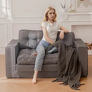 YOSHOOT Loveseat Sleeper Sofa,55" Convertible Sofa Bed Couch Futon Couches for Living Room,3-in-1 Pull Out Floor Couch with Reclining Backrest and Pillows