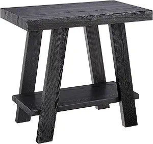 Roundhill Furniture Athens Contemporary Wood Shelf Side Table, Black