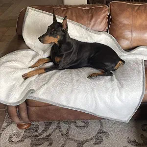 4Knines Plush Reversible Waterproof Dog Blanket  Soft Sherpa & Microfiber Pet Throw  Durable Couch, Bed, or Crate Protector for Dogs  Machine Washable Pet Cover  60x48 Inch  Grey Color