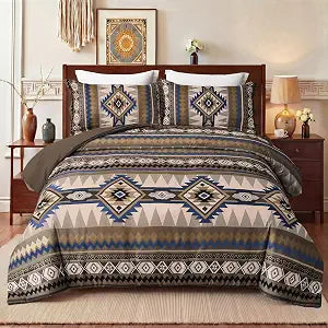 Tyrot Dark Brown King Size Comforter Set  3 Piece Boho Aztec Western Bedding Sets, Soft Lightweight Comforter for All Seasons, Southwestern Style, 1 Comforter & 2 Pillow Shams