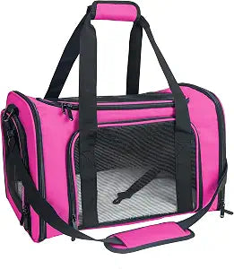 Soft Sided Carrier for Small Medium Cats Dogs,Removable Pad Collapsible Travel Pet Carrier Large Magenta