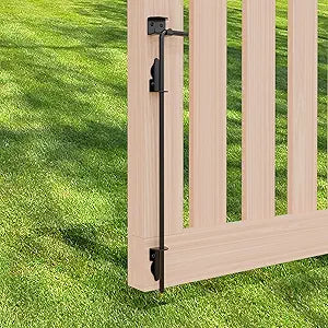 24 Inch Cane Bolt Gate Drop Rod, Heavy Duty Gate Latch, Cane Bolts for Wood Vinyl Metal Fences Gates-(Black Finish,1 Pack)