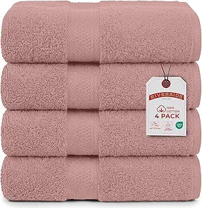 RIVERSIDE 100% Ring Spun Cotton Large Bath Towels Set of 4, 27 x 54  Quick Dry, Soft & Highly Absorbent Towels for Shower & Bathroom  Luxury 600 GSM Towels for Home, Spa, Gym, Hotel, Dusty Rose