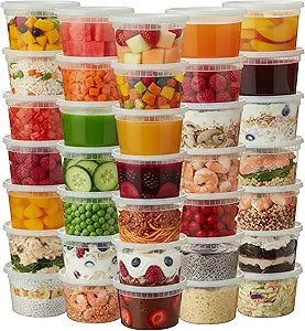 Plastic Deli Containers with Lids 16 oz (Pack of 100)  Leak-Proof, BPA-Free Food Storage Containers for Soup, Slime & Meal Prep, Stackable, Microwave, Dishwasher Safe, Reusable Clear Plastic