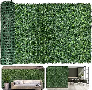 Artificial Ivy Privacy Fence Screen, 40X120 in(34 sqft) UV-Anti Faux Boxwood Roll Panels Greenery Backdrop Vine Leaf Fence Panels for Indoor Outdoor Wall Decor & Ivy Fence Covering Privacy