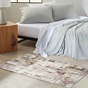 Calvin Klein CK029 Captivating Cream Beige 3'2" x 5' Area Rug - Easy Clean, Non Shedding, Bed Room, Living Room, Dining Room, Kitchen (3' x 5')