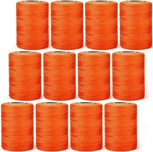 Amylove 12 Roll Mason String Line #18, 500 ft Nylon Braided Construction String Line, Heavy Duty Outdoor Twine Rope for Gardening or Masonry Tools Construction DIY Project, Fluorescent Orange