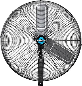 Tornado 24 Inch Pro Series High Velocity Oscillating Wall Mount Fan For Commercial, Industrial Use 3 Speed 7200 CFM 6.6 FT Cord UL Safety Listed