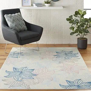 Nourison Home Jubilant Ivory Multicolor 5'3" x 7'3" Area Rug - Easy Clean, Non Shedding, Bed Room, Living Room, Dining Room, Kitchen (5' x 7')