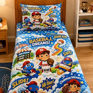 100% Cotton Kids Sheet Set, Soft Breathable Printed Bedding Set for Boys and Girls, Cute Pattern Bed Sheets with Pillowcase, All Season Children���s Bedroom Decor���Twin Size���3Pcs