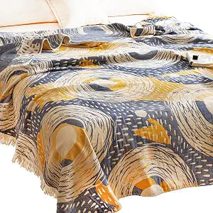 Scientific Sleep Starry Night Impressionism Art Blanket Sky Moon Star 100% Cotton Muslin Blanket Throw for Bed Couch Sofa Cozy Soft Bedding Bedspread Quilt Coverlet Full Queen 80 in x 90 in