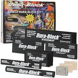 Dura-Block Set 6pc - Flexible EVA Foam Wet or Dry Autobody Sanding Blocks Kit for Automotive Bodywork
