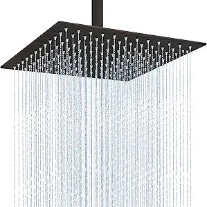 Midanya Rain Shower Head, Stainless Steel Large Rainfall Shower Head High Pressure, Bathroom Waterfall Square Showerhead, Ceiling or Wall Mount, Oil-Rubbed Bronze 12 Inch