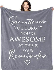 Gifts for Women Blanket 60" X 80", Birthday/Inspirational/Thank You Gifts for Women, Sometimes You Forget You are Awesome Gifts for Friends/Mom/Sister/Her, Anniversary/Appreciation Blanket