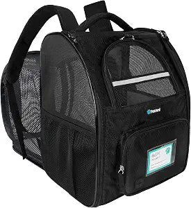 PetAmi Expandable Dog Backpack Carrier for Cats & Pets, Breathable Cat Carrier Backpack with Top Window & Multi-Entry, Ventilated Foldable Travel Carrier for Small Medium Pets up to 18 lbs, Black