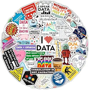 100Pcs Data Science Stickers for Water Bottle, Laptop, Phone - Funny Data Science Gifts for Scientist, Party Supplies - Gift for Women & Men