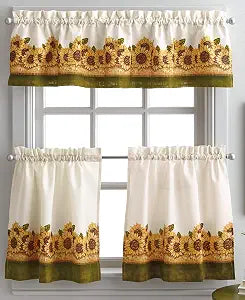 Curtainworks Sunflower Garden Tier & Valance Set, 56 x 36 Yellow, 3-Piece