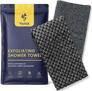 2 Pack Exfoliating Washcloth Towels - Exfoliating Body Scrubber Exfoliator, Back Scrubber for Use in Shower Bath, Japanese & Korean Scrub Wash Cloths, Loofah Lufa Sponge Washer for Women Men