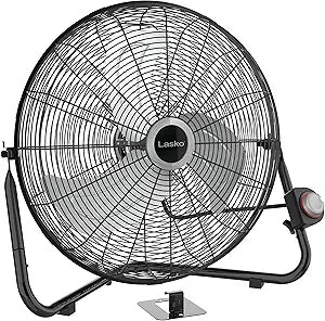 Lasko 20" Black High Velocity Wall Mount Fan with Pivoting Head - 3 Speeds, Ideal Wall Mount Fan or Floor Fans for Home, Garage, Attic, 2264QM