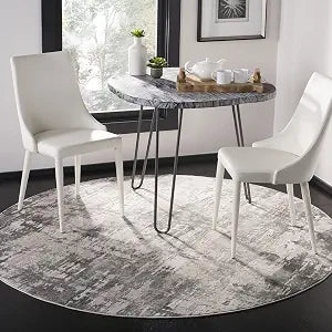 SAFAVIEH Vogue Collection Area Rug - 3' Round, Beige & Charcoal, Modern Abstract Design, Non-Shedding & Easy Care, Ideal for High Traffic Areas in Living Room, Bedroom (VGE143A)