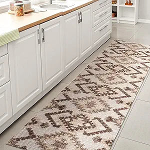 JONATHAN Y Neutral Diamond Kilim Indoor Outdoor Runner Rug 2X10 Brown/Ivory, Sumak High-Low Pile for Backyard, Patio, Porch, Easy-Cleaning, High Traffic, Pet-Friendly, Non-Shedding SBH107C-210