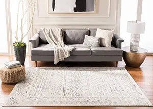 SAFAVIEH Area Rug 4x6 - Tulum Collection - Ivory & Grey, Moroccan Boho Distressed Design, Non-Shedding & Easy to Clean, Ideal for Living Room, Bedroom, Dining Space (TUL268A)