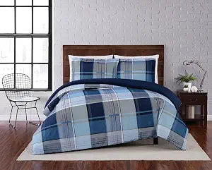 TRULY SOFT Trey Plaid Multi Polyester 2-Piece Twin XL Duvet Set, Plaid Themed, for Men and Women, Oeko-TEX Certified Confidence