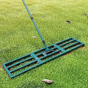 Lawn Leveling Rake Heavy Duty Stainless Steel Lawn Leveler Tool 45x10 with 78 Adjustable Long Handle Yard Level Rake for Soil, Ground,Backyard Dressing,Golf Field,Garden Tools Grass Seed