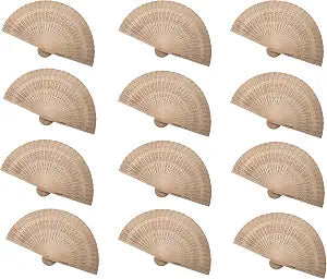 12pcs Sandalwood Fan Handheld Folding Fans with Tassel for Wedding, Baby Shower, Birthday, Party Decorations. (02-Generic)