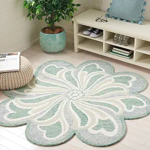 SAFAVIEH Novelty Collection Area Rug - 3' Round, Grey & Green, Handmade Wool, Flower Design, Ideal for High Traffic Areas in Living Room, Bedroom, Dining (NOV107F-3R)