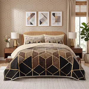 Pamnest Twin Quilt Set, 2 Pieces Geometric Modern Bedding, Bedspread