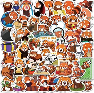 50Pcs Cute Red Panda StickersWaterproof Vinyl Cute Animal Decor Decals for Laptop Phone Water Bottles Birthday Gift Party Favors