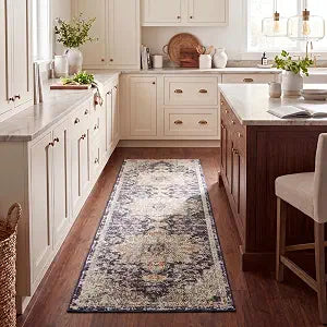 SAFAVIEH Madison Collection Runner Rug - 2'2" x 6', Black & Gold, Boho Chic Distressed Medallion Design, Non-Shedding & Easy to Clean, Ideal for Ideal for Hallway, Foyer, Entryway, Bedroom (MAD473Z)